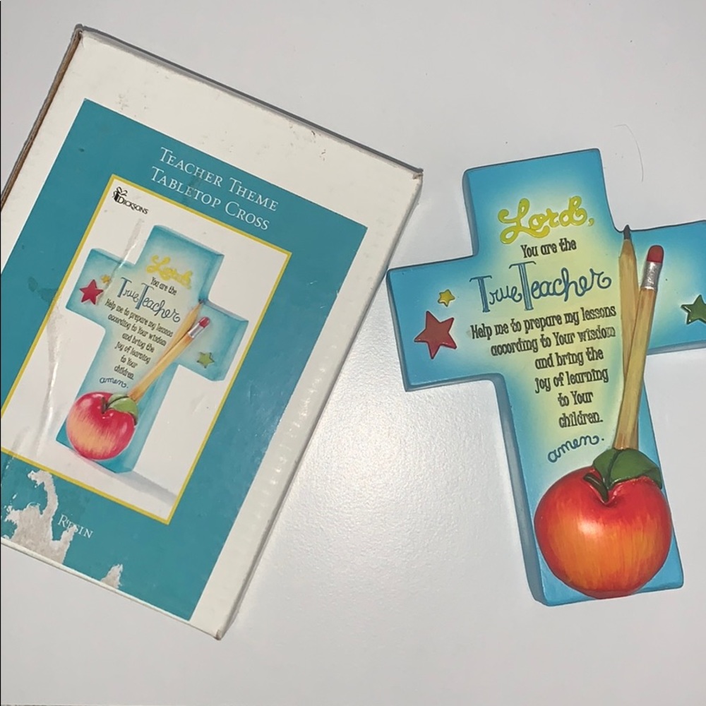 Teacher theme table top cross